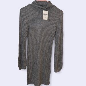 Forever 21 Ribbed Knit Mock Neck Mini Dress | Heather Grey | Size Small | NWT